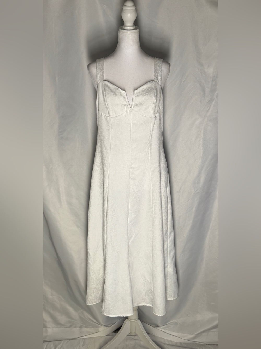 SHEIN White Midi A-Line Sweetheart Dress